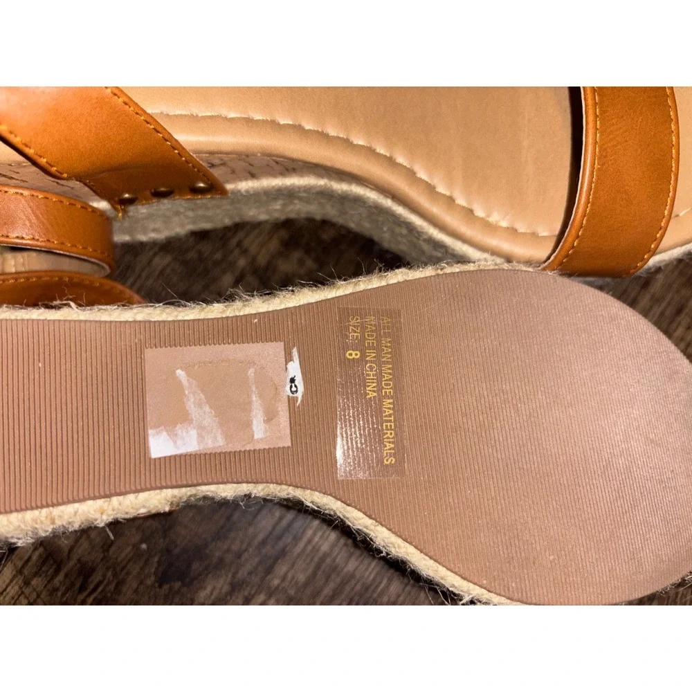 Wild Diva Lounge Womens Cognac Brown Espadrille Platform Wedge Sandals Size 8